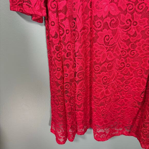 Avenue NWT Red Lace Midi Shift Special Occasion Dress - 30/32 - Womens Plus Size - Picture 4 of 10